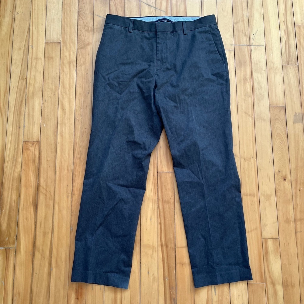 Kirkland Signature Mens Dress Pants 36x30 Custom Fit Charcoal Gray Flat Front